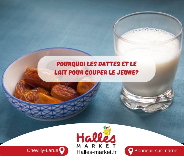 une image qui montre un bol de dattes et un verre de lait, qui évoque le ramadan
